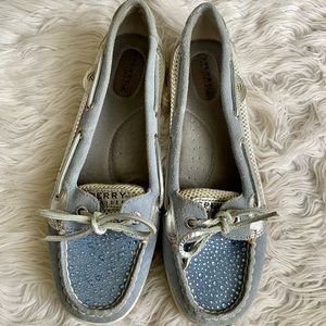 Baby Blue& Silver Sequin Sperry Boat Shoes